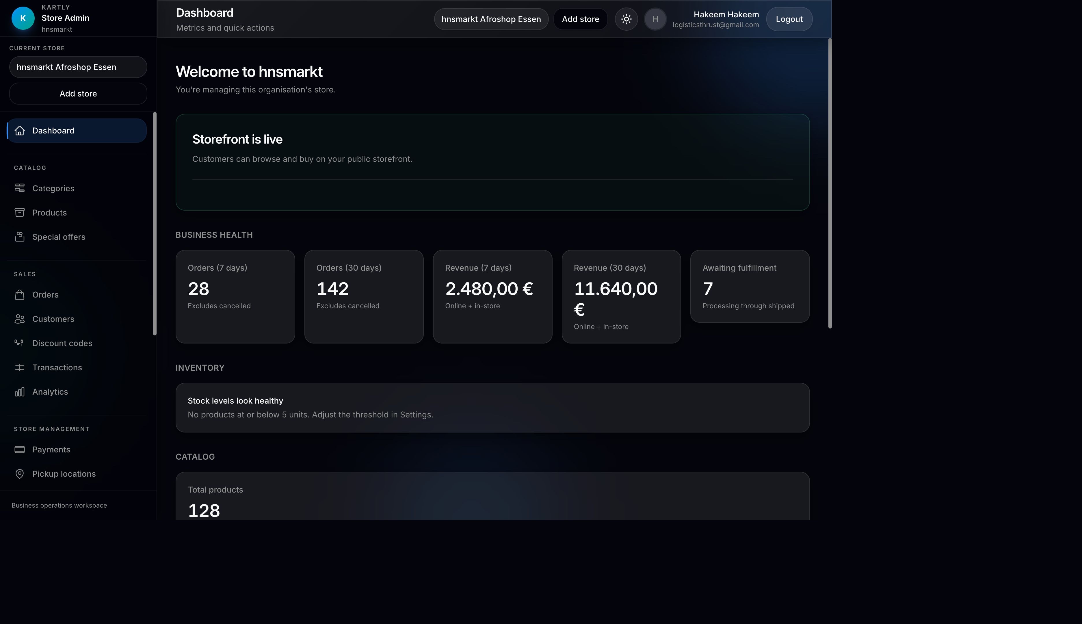 Kartly Admin dashboard preview